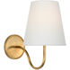 Amber Lewis Lyndsie LED 6 inch Hand-Rubbed Antique Brass Sconce Wall Light in Linen, Small