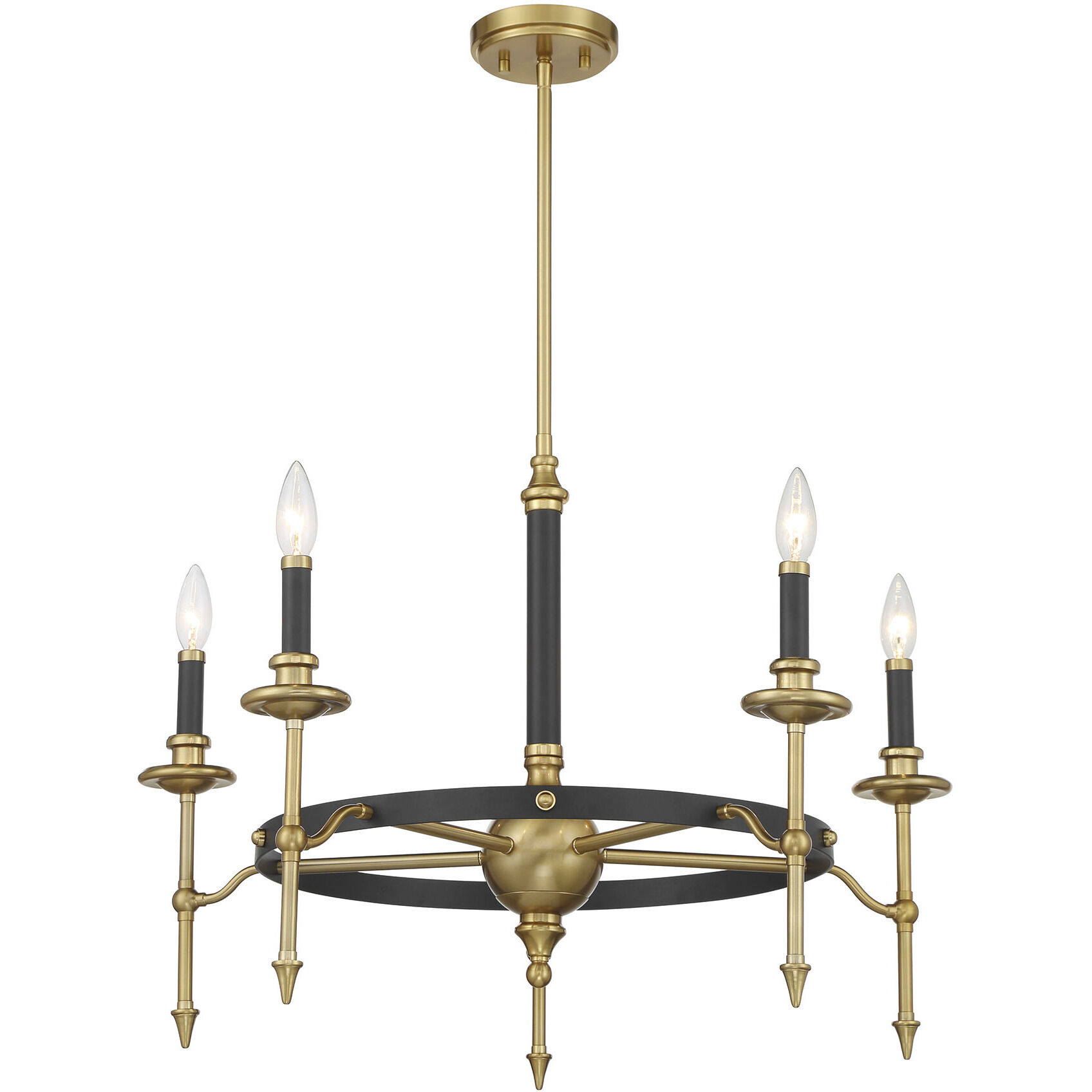 Consulate 5 Light 28 inch Matte Black and Warm Brass Chandelier Ceiling Light