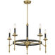 Consulate 5 Light 28 inch Matte Black and Warm Brass Chandelier Ceiling Light