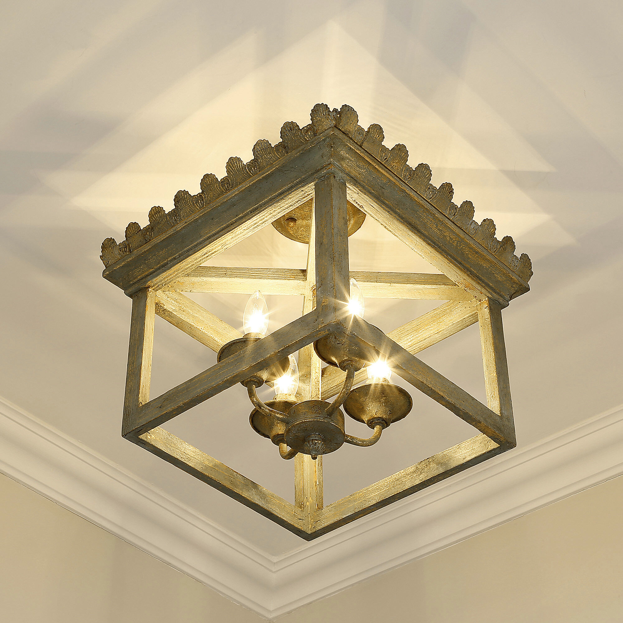 Finley 4 Light 16.5 inch Vintage Sage Semi-Flush Mount Ceiling Light