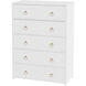 Lark 5 Drawer Dresser in White