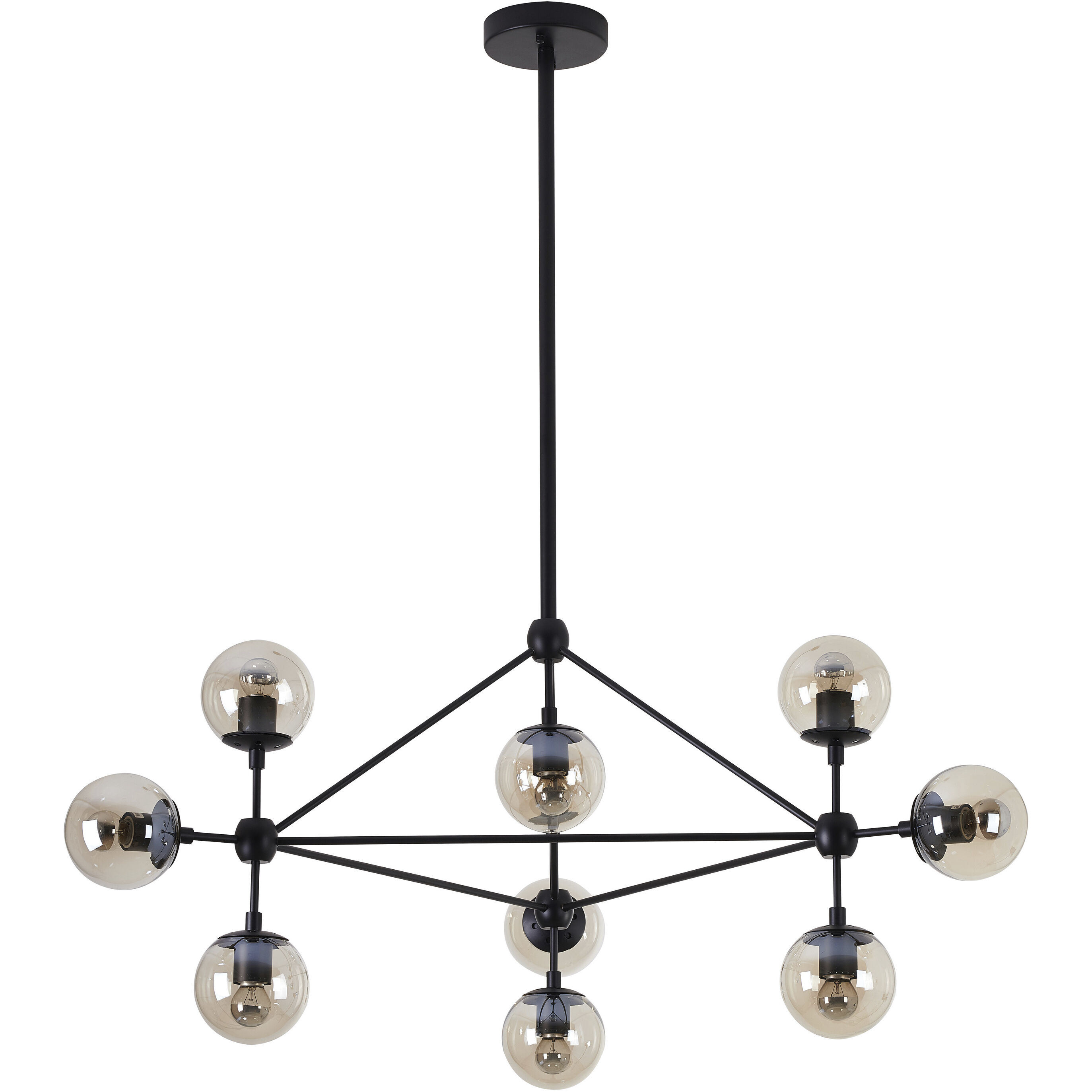 Canada LED 39.3 inch Black Chandelier Ceiling Light, Geometric Sphere, Black Frame