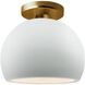 Radiance 1 Light 7 inch Brushed Brass and Gloss White Semi-Flush Ceiling Light
