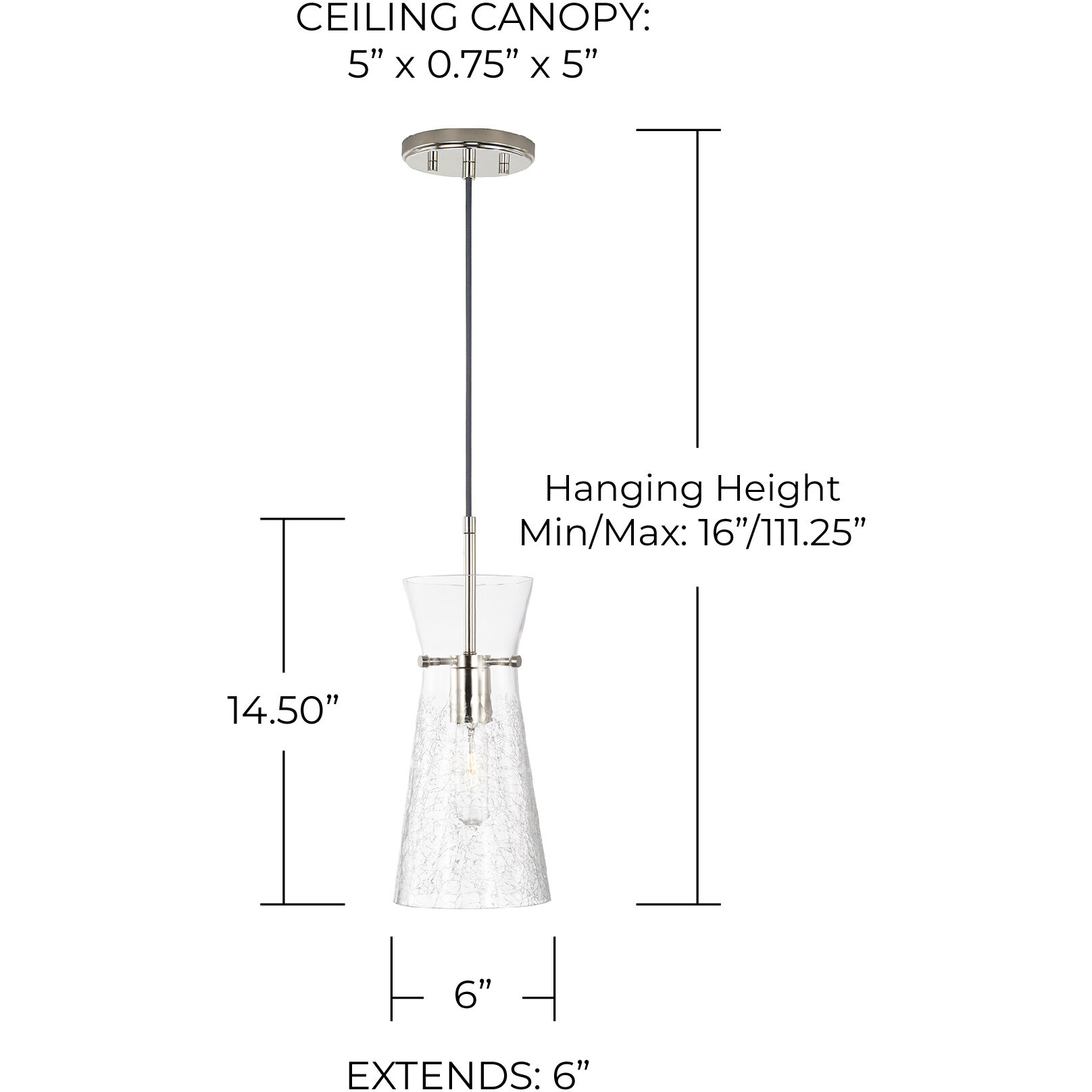 Mila 1 Light 6 inch Polished Nickel Pendant Ceiling Light