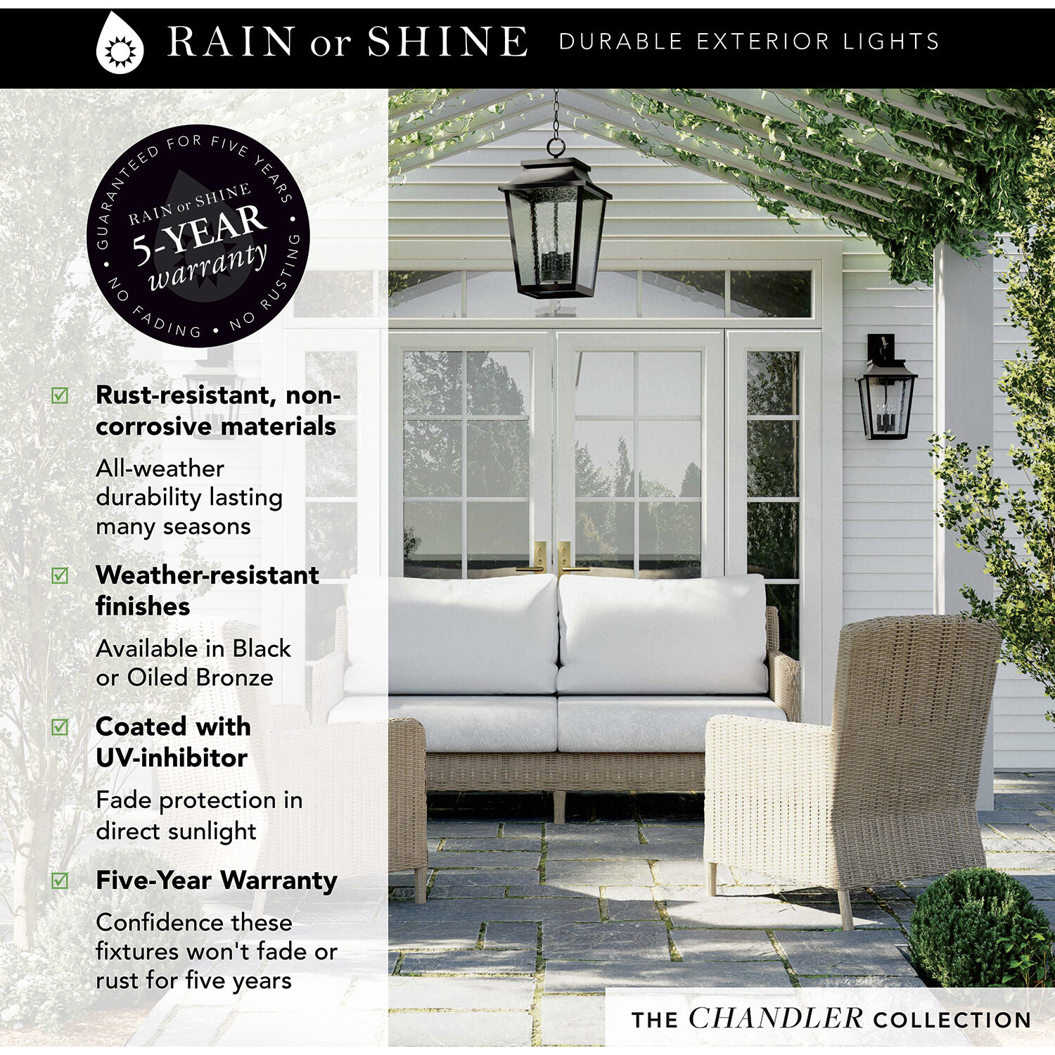 Chandler 4 Light 12 inch Oiled Bronze Outdoor Hanging Lantern