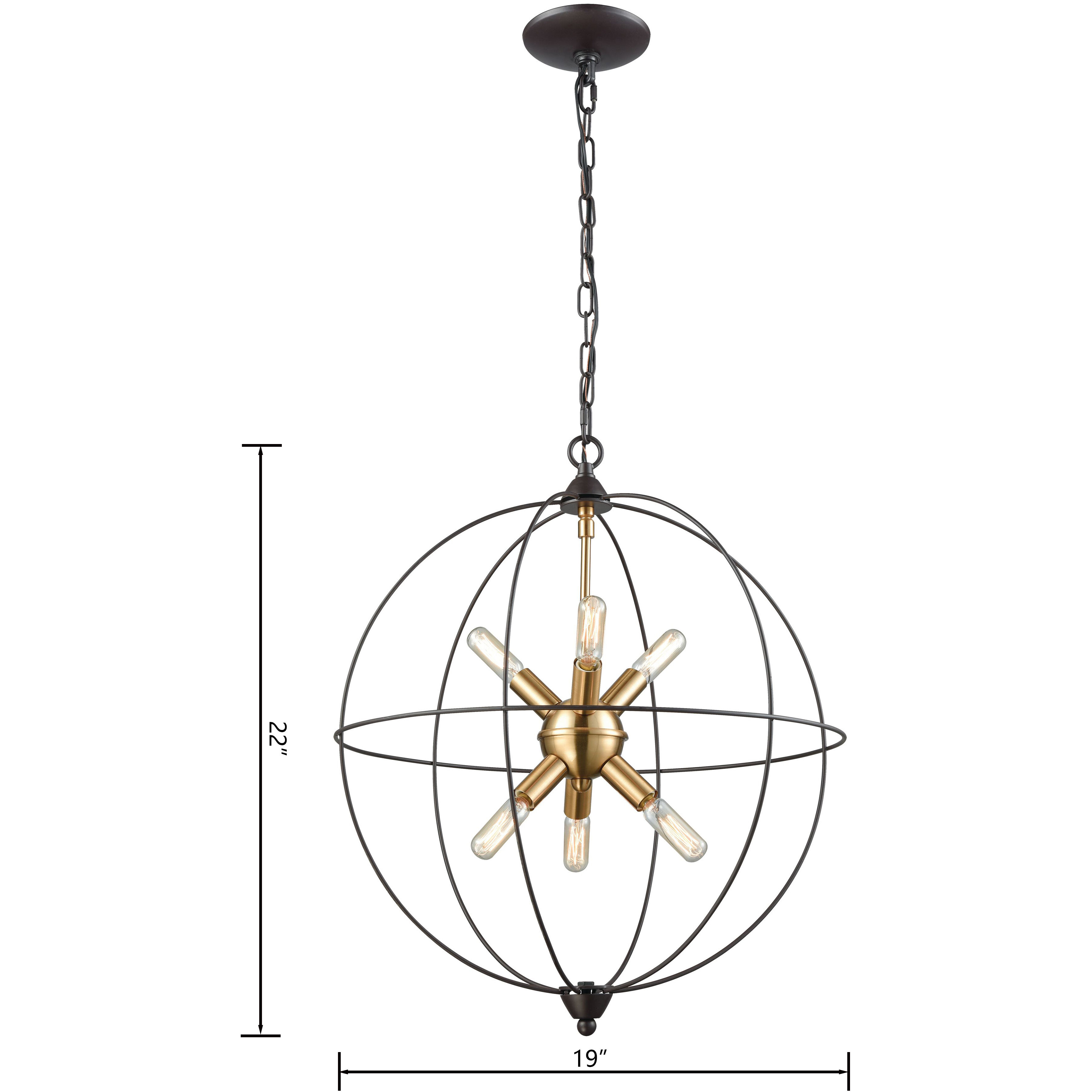 Loftin 6 Light 19 inch Oil Rubbed Bronze with Satin Brass Chandelier Ceiling Light