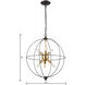 Loftin 6 Light 19 inch Oil Rubbed Bronze with Satin Brass Chandelier Ceiling Light