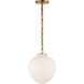 Thomas O'Brien Katie2 1 Light 10.5 inch Hand-Rubbed Antique Brass Acorn Pendant Ceiling Light in White Glass