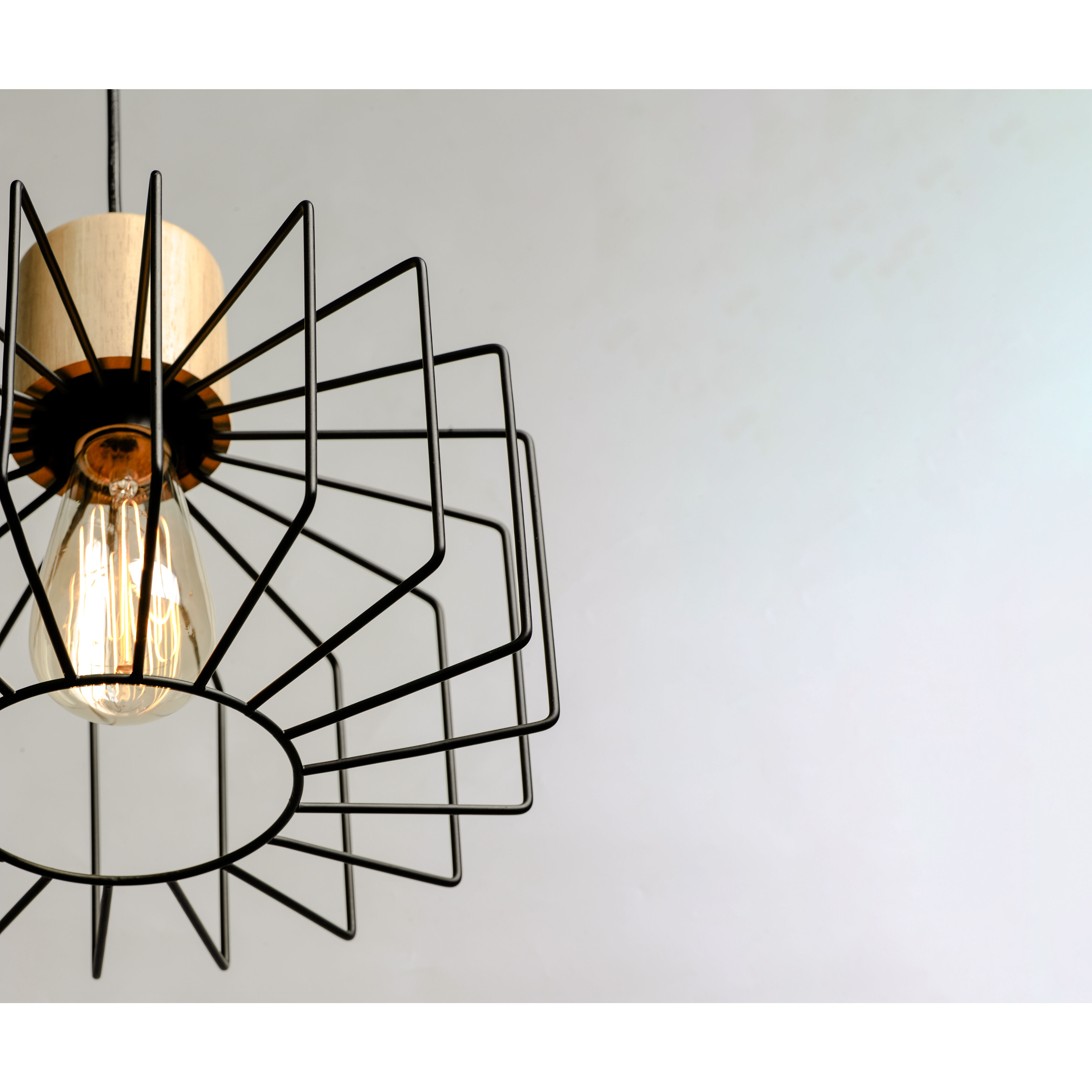 Bjorn 1 Light 11.5 inch Black/Natural Wood Single Pendant Ceiling Light