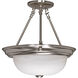 Brentwood 3 Light 15 inch Brushed Nickel Semi-Flush Ceiling Light
