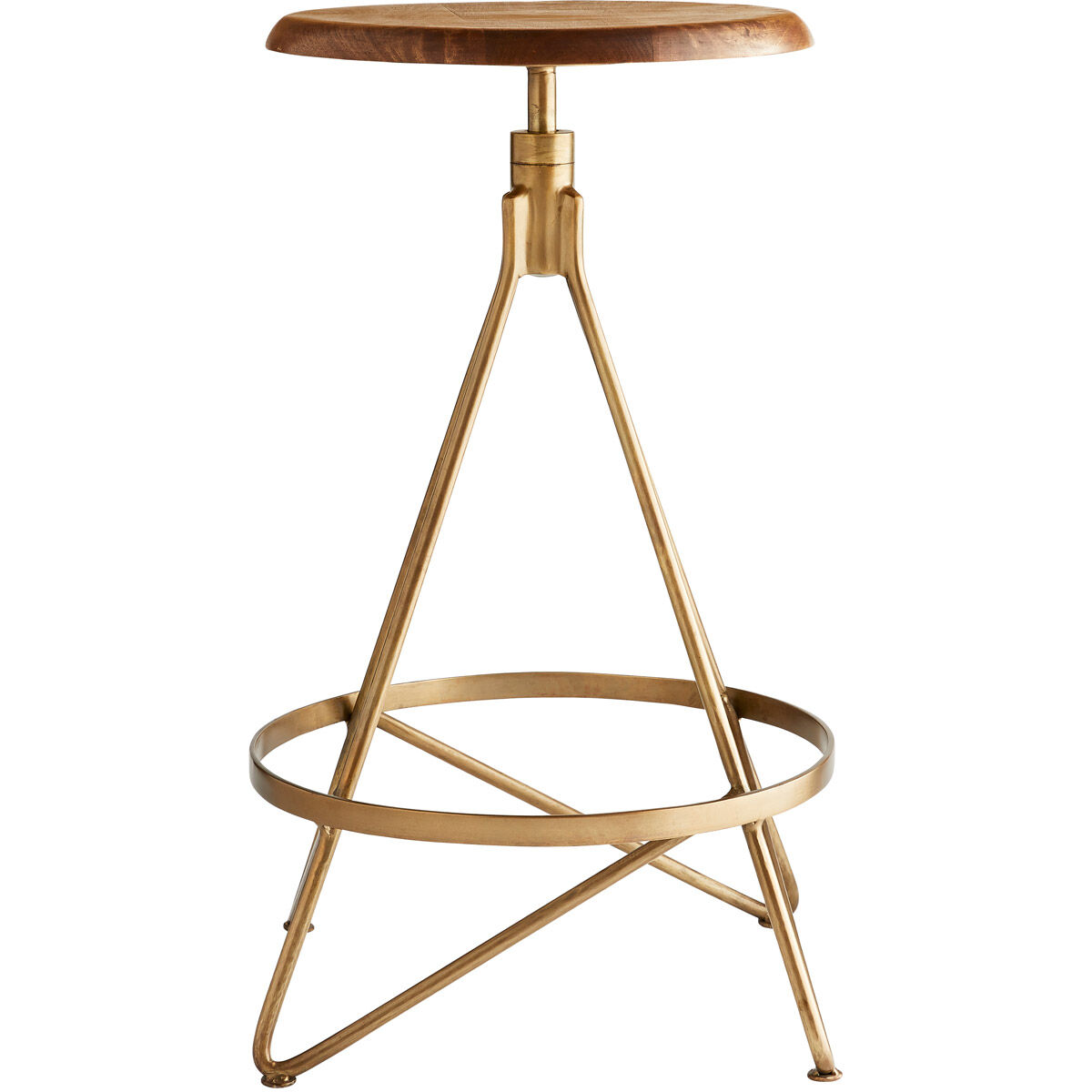 Wyndham 25 inch Natural Wax and Vintage Brass Swivel Counter Stool