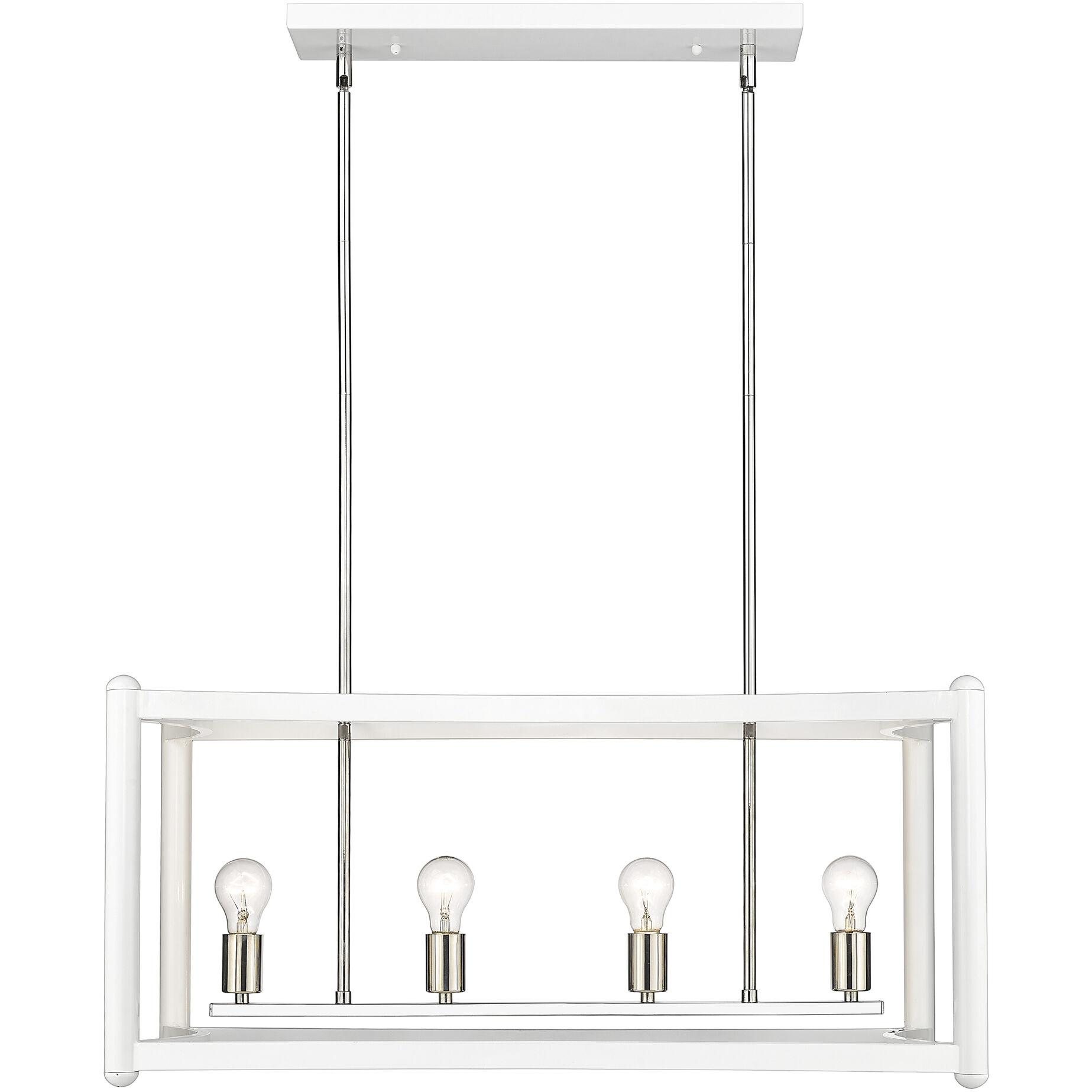 Coyle 4 Light 32 inch White with Polished Nickel Cluster Pendant Ceiling Light