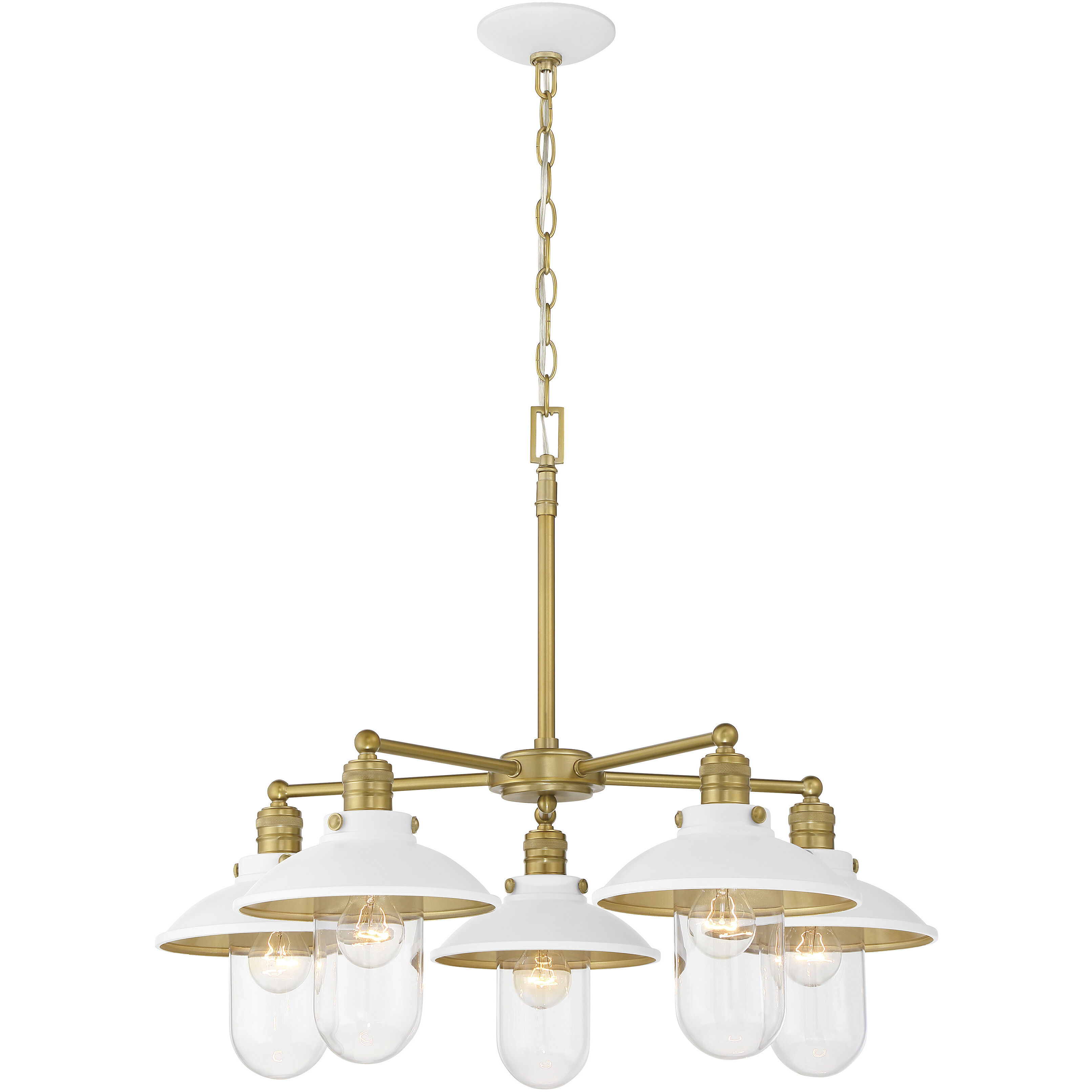 Downtown Edison 5 Light 23 inch White/Soft Brass Chandelier Ceiling Light