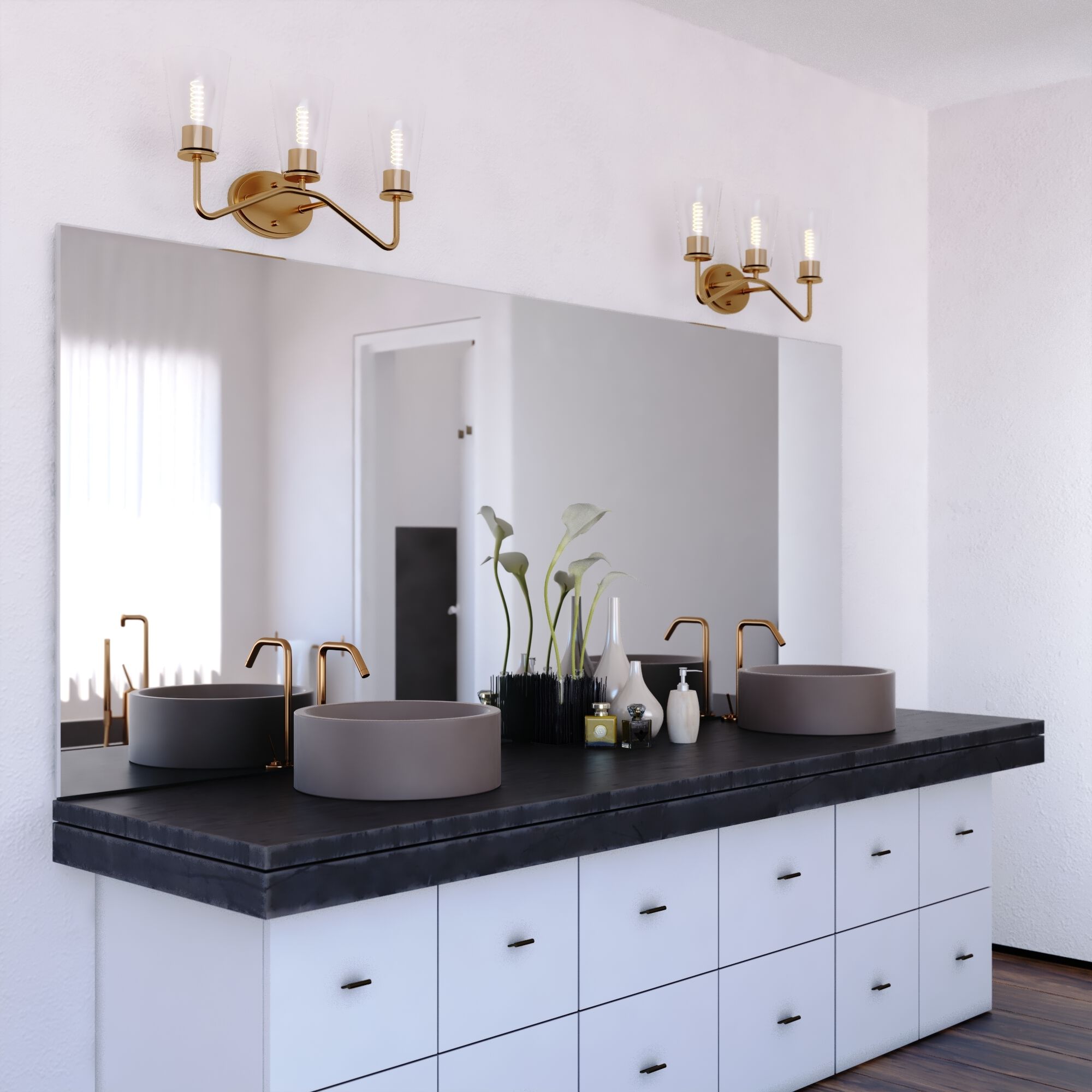 Beverly LED 22 inch Muted Brass Bathroom Light Wall Light in 3