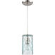 Diamond Pleat 1 Light 5 inch Light Blue with Satin Nickel Mini Pendant Ceiling Light