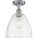 Edison Bristol Glass 1 Light 9 inch Brushed Satin Nickel Semi-Flush Mount Ceiling Light in Clear Glass
