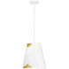 Salone 1 Light 10 inch Matte White Pendant Ceiling Light in Matte White Outer,  Gold Inner