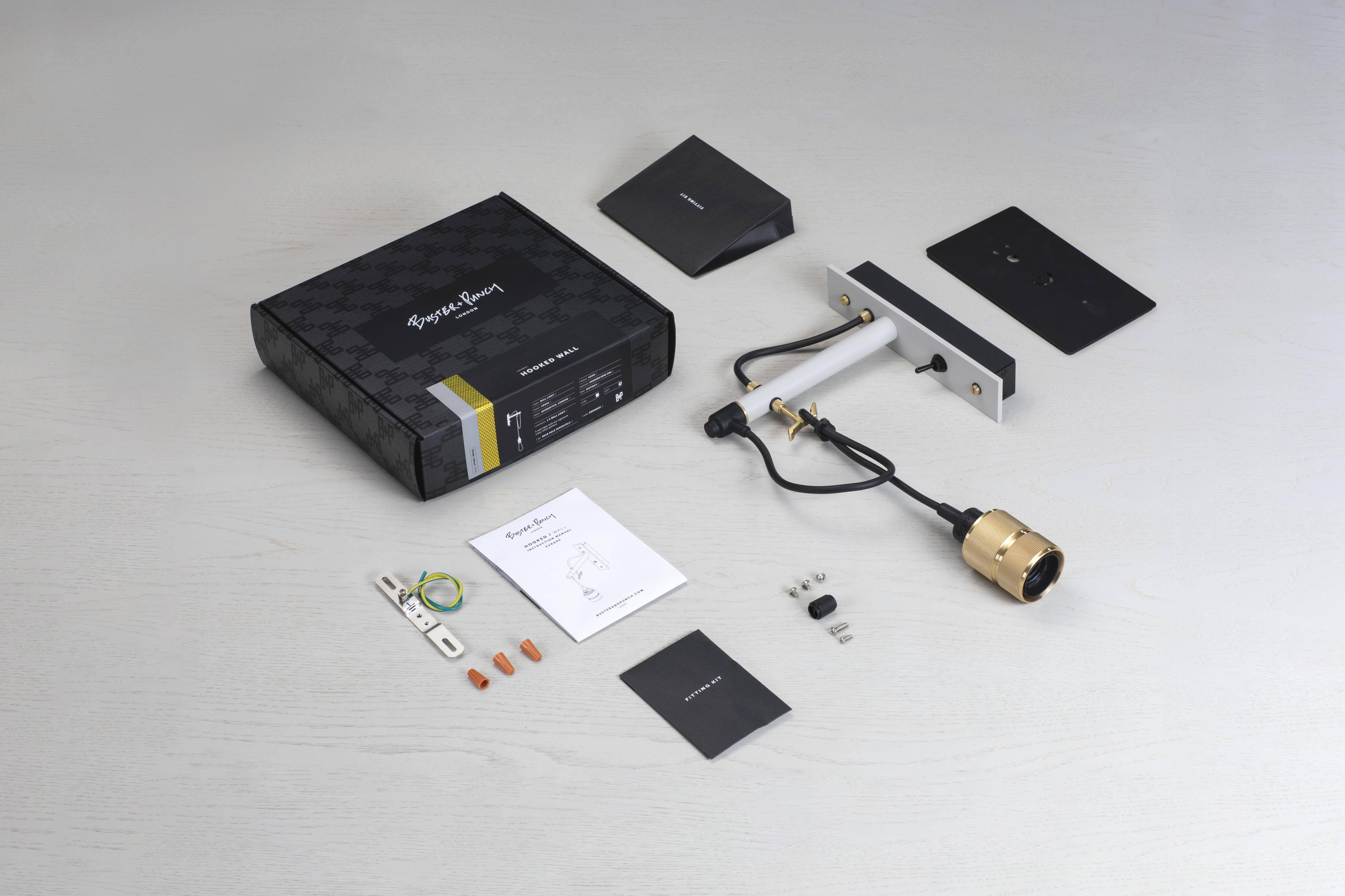 Hooked Wall Light in Stone / Brass