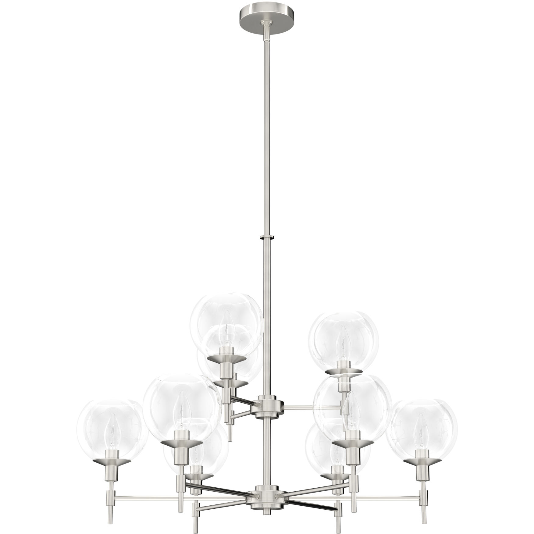 Xidane 9 Light 32 inch Brushed Nickel 2-Tier Chandelier Ceiling Light