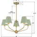 Xavier 5 Light 28 inch Vibrant Gold Chandelier Ceiling Light in Vibrant Gold and Green