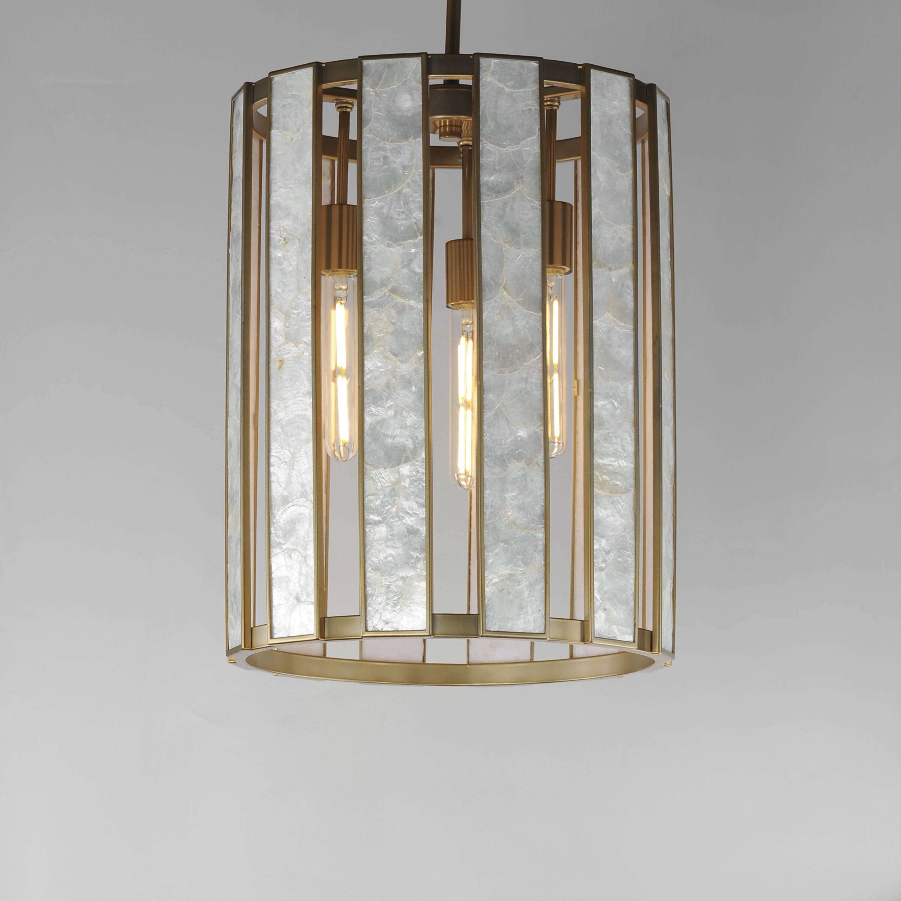 Miramar 3 Light 15 inch Capiz with Natural Aged Brass Entry Foyer Pendant Ceiling Light