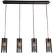 Downtown Mesh LED Flat Bronze Linear Pendant Ceiling Light in 3000K LED, Adjustable Cord, Frosted, Multi-Port