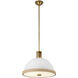 Doral Pendant Ceiling Light in Matte White and Vintage Brass