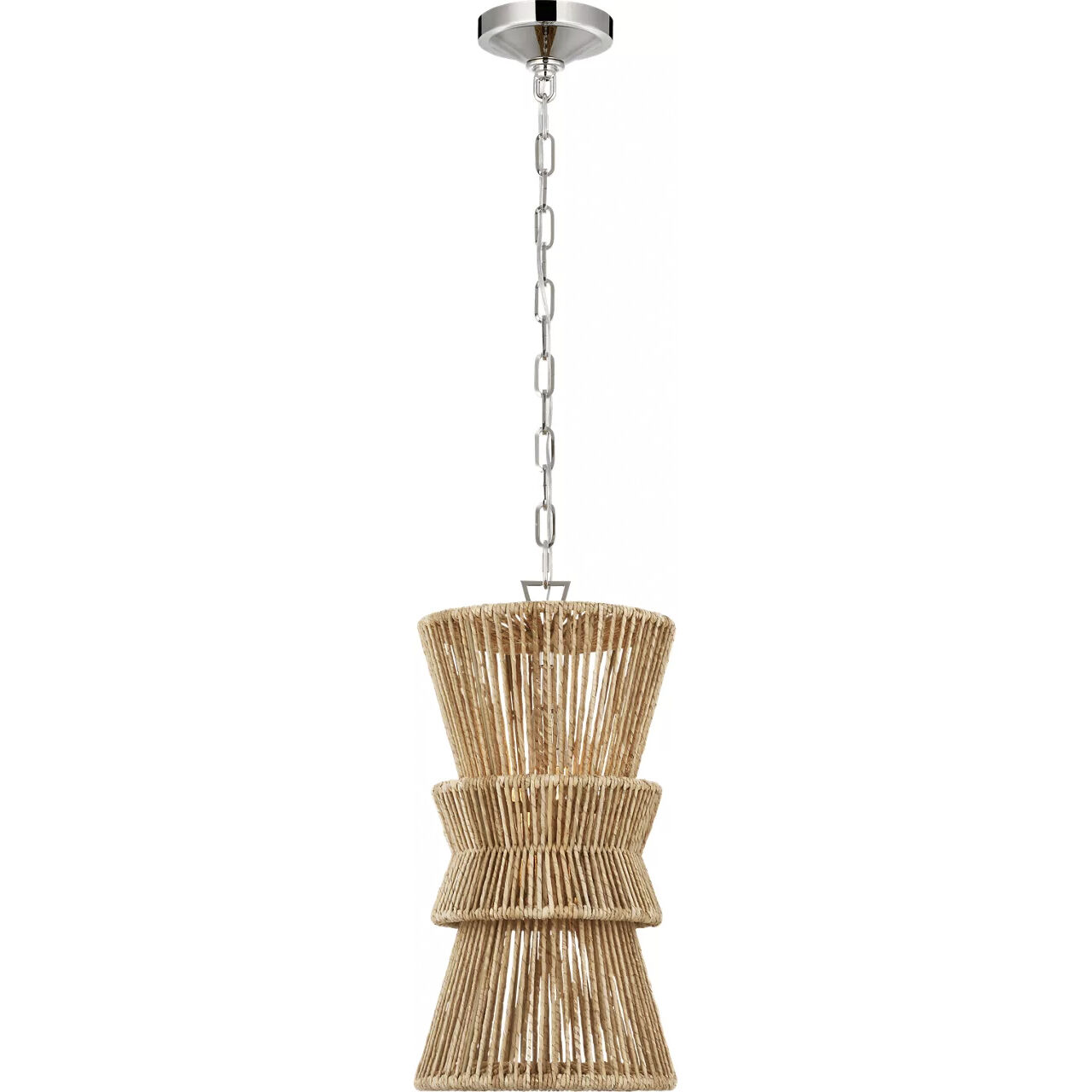 Chapman & Myers Antigua LED 11 inch Polished Nickel and Natural Abaca Pendant Ceiling Light
