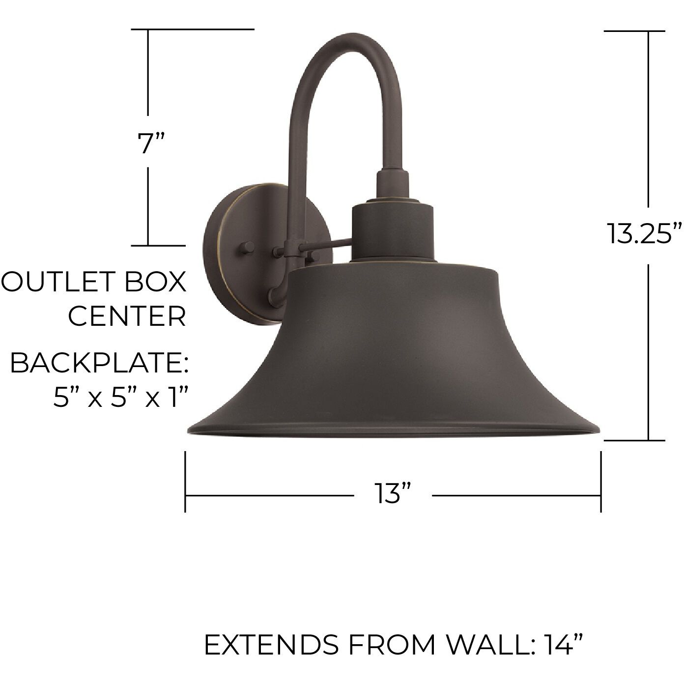 Brock 1 Light 13.25 inch Oiled Bronze Outdoor Wall Lantern