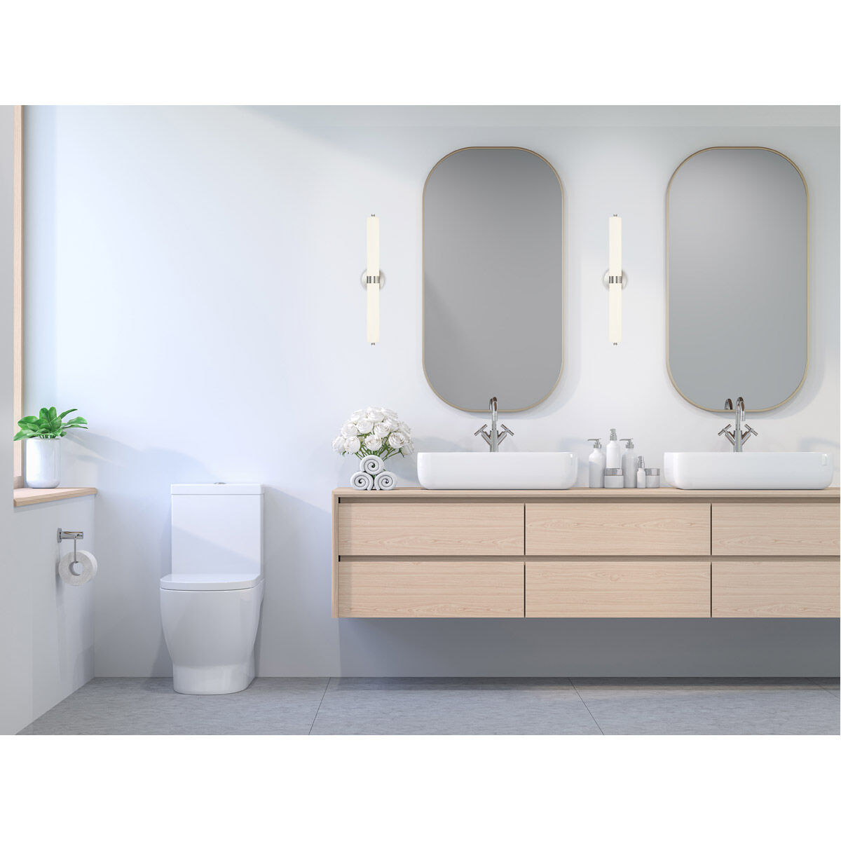 Aqua LED 25 inch Brushed Steel Vanity Light Wall Light