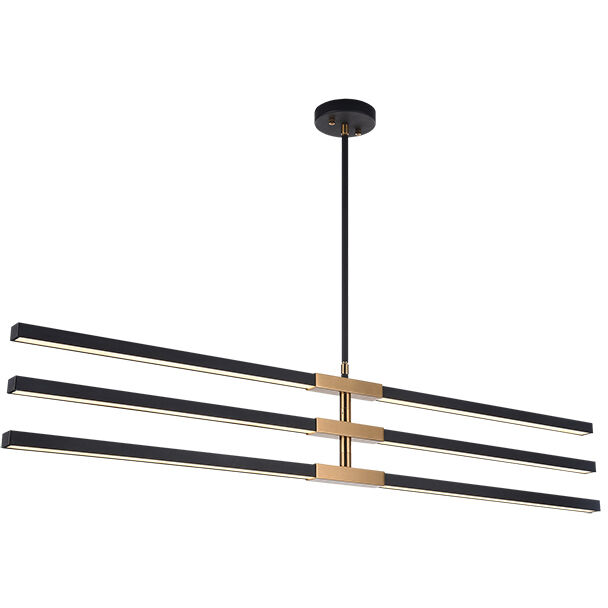 Lineare LED 49 inch Matte Black and Aged Gold Brass Pendant Ceiling Light