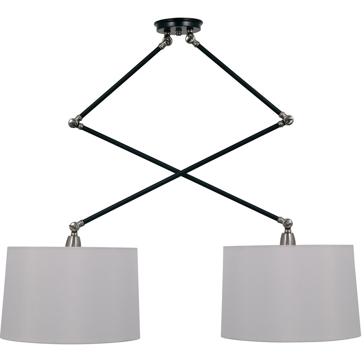 Uptown 2 Light Black and Satin Nickel Double Adjustable Pendant Ceiling Light