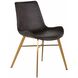 Hines Charcoal Brown Leather / Stainless Gold Dining Chair