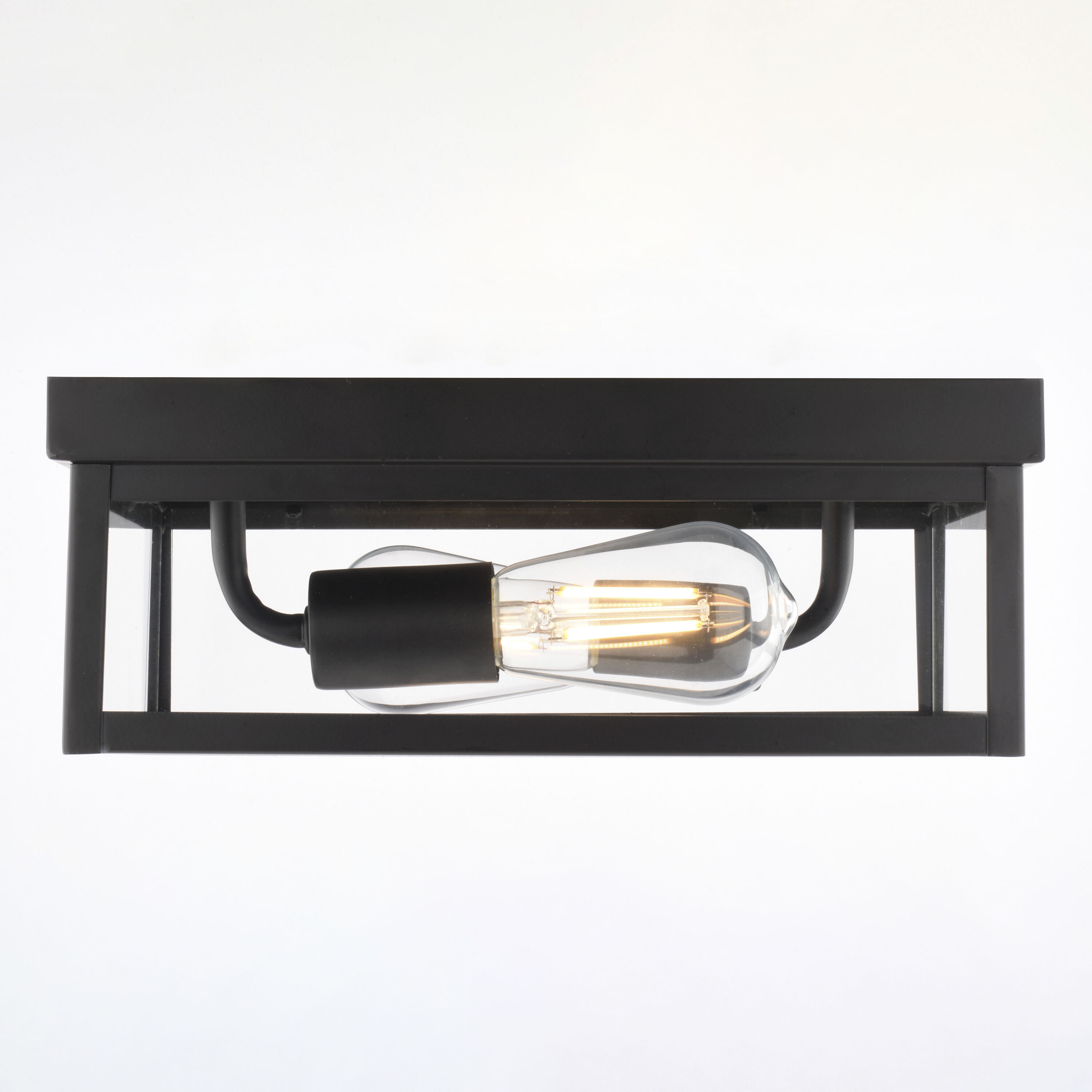 Clinton 2 Light 12 inch Matte Black Outdoor Ceiling