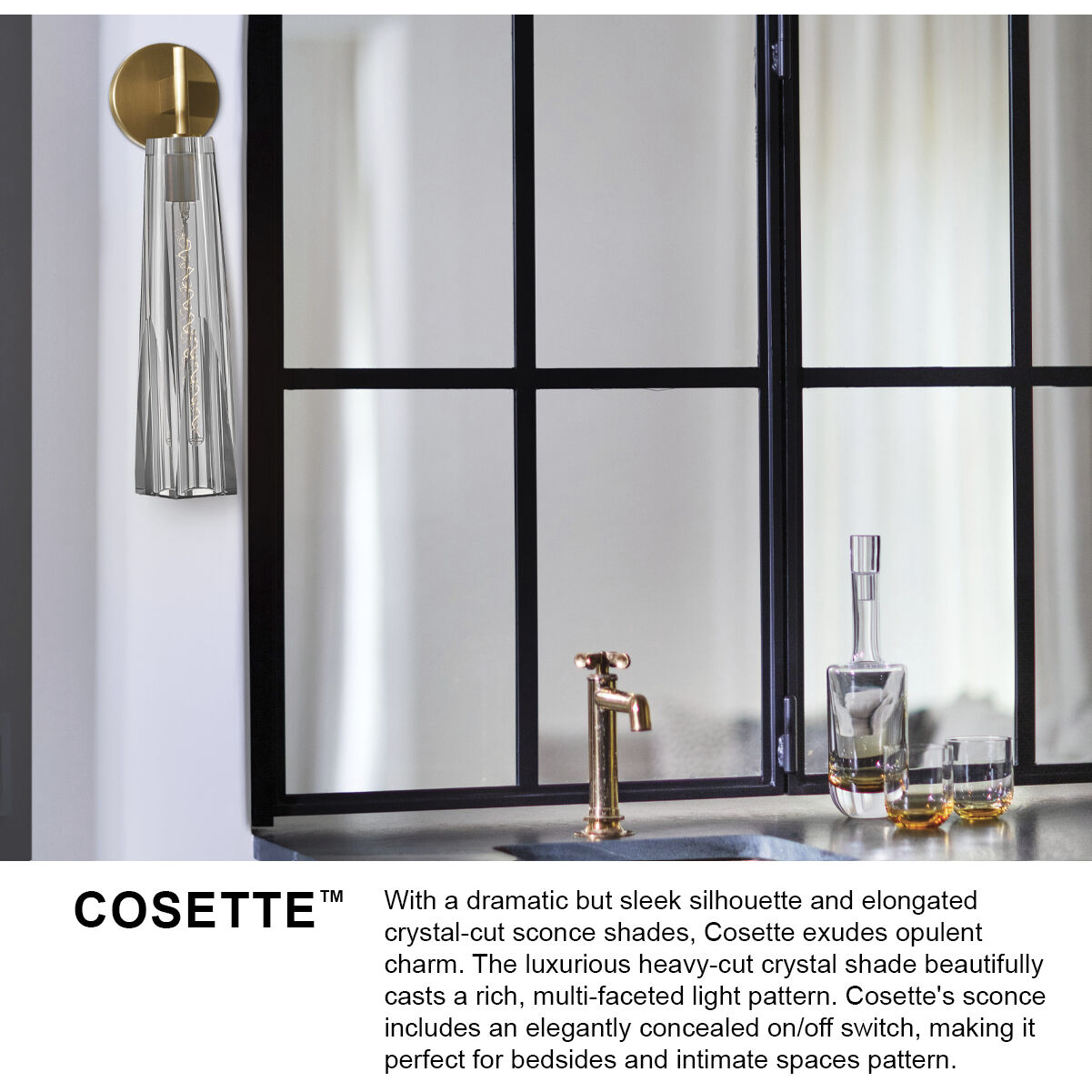 Cosette LED 5 inch Heritage Brass Sconce Wall Light in Heritage Brass / Smoke