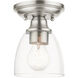 Montgomery 1 Light 5 inch Brushed Nickel Flush Mount Ceiling Light