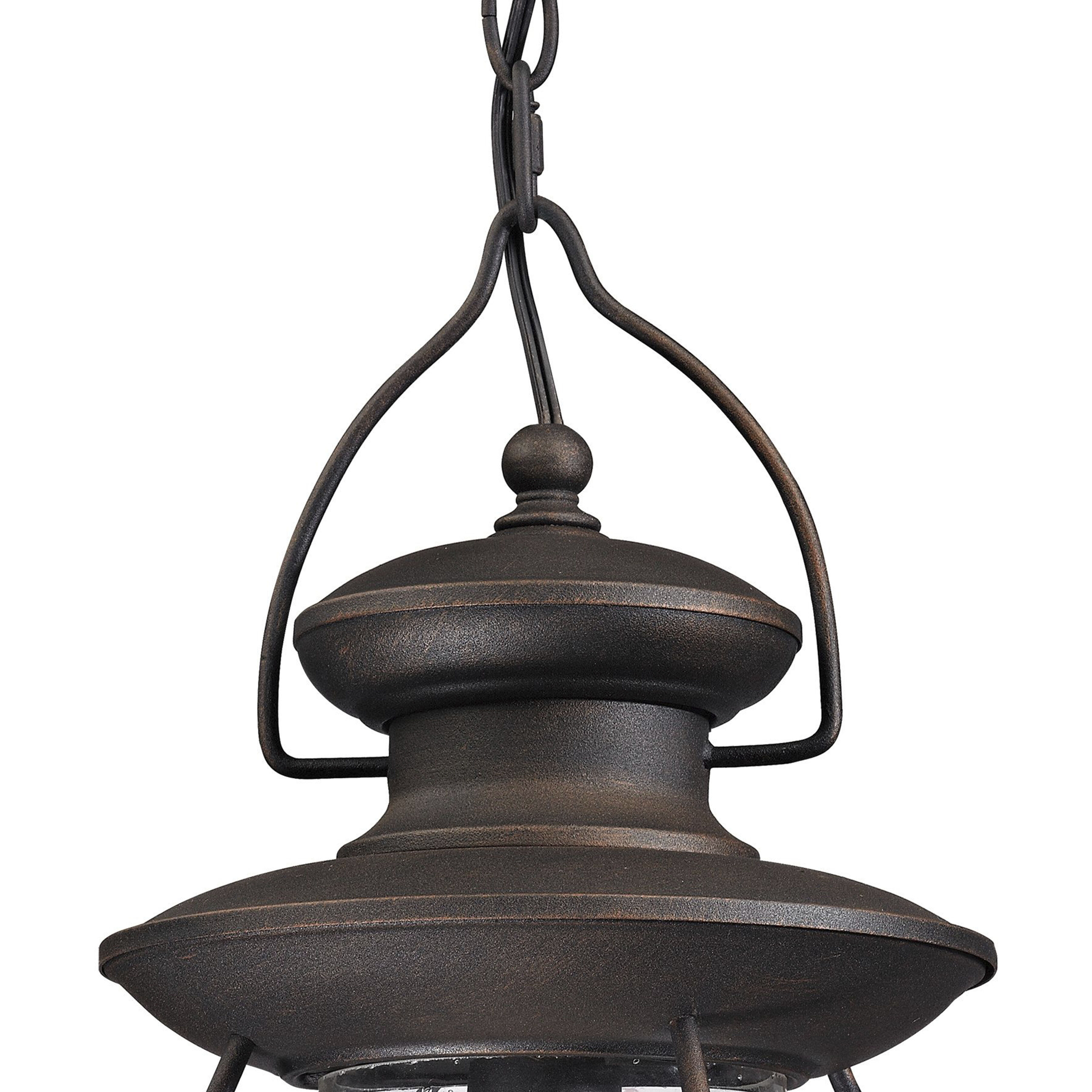 Village Lantern 1 Light 8 inch Weathered Charcoal Outdoor Pendant