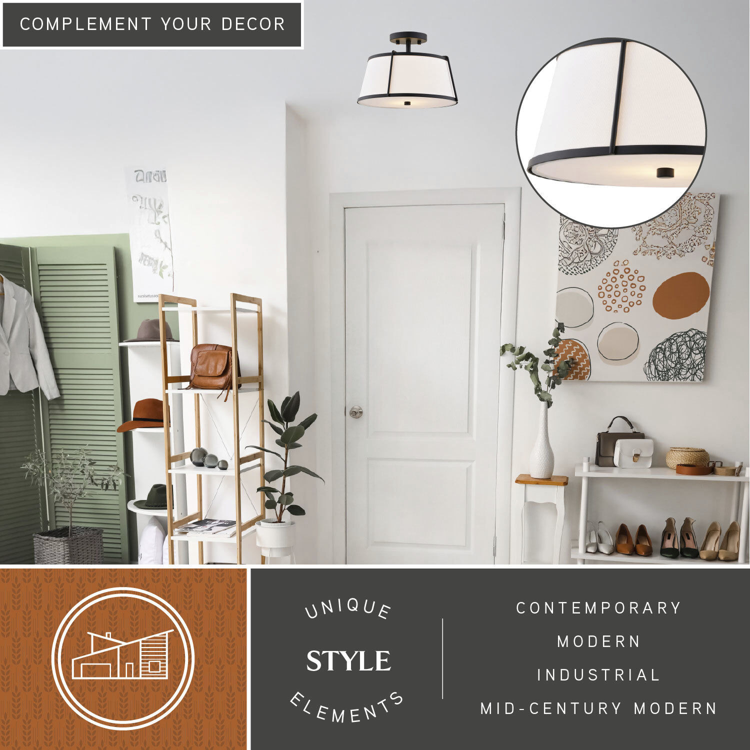 Marion 2 Light 13 inch Matte Black Semi-Flush Mount Ceiling Light