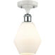 Ballston Cindyrella LED 6 inch White and Polished Chrome Semi-Flush Mount Ceiling Light in Matte White Glass