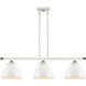 Ballston Adirondack 3 Light 36 inch White and Polished Chrome Island Light Ceiling Light in Incandescent, Glossy White, Ballston