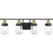 Macauley 4 Light 32 inch Vintage Black with Warm Brass Bathroom Vanity Light Wall Light