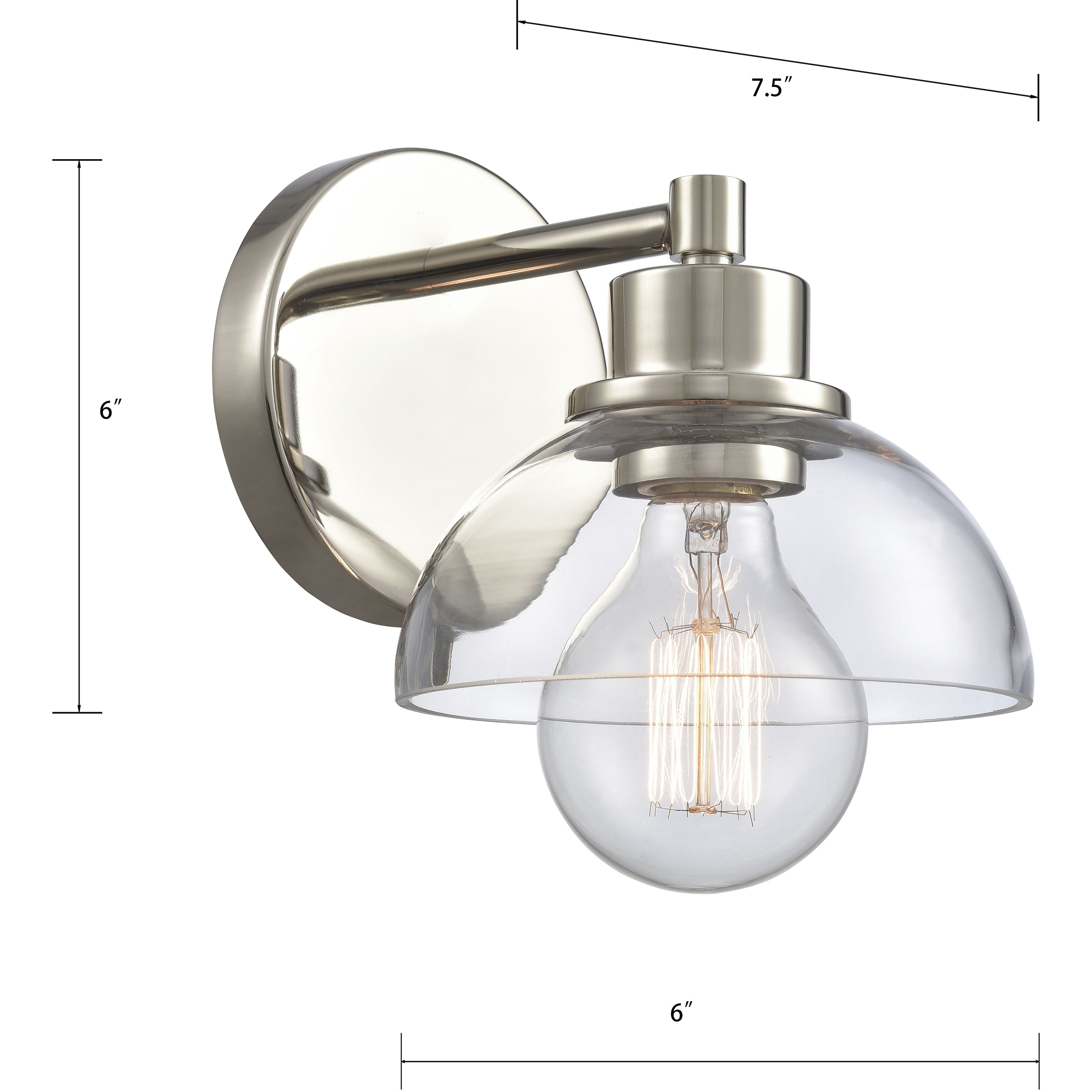 Julian Vanity Light Wall Light in Polished Nickel