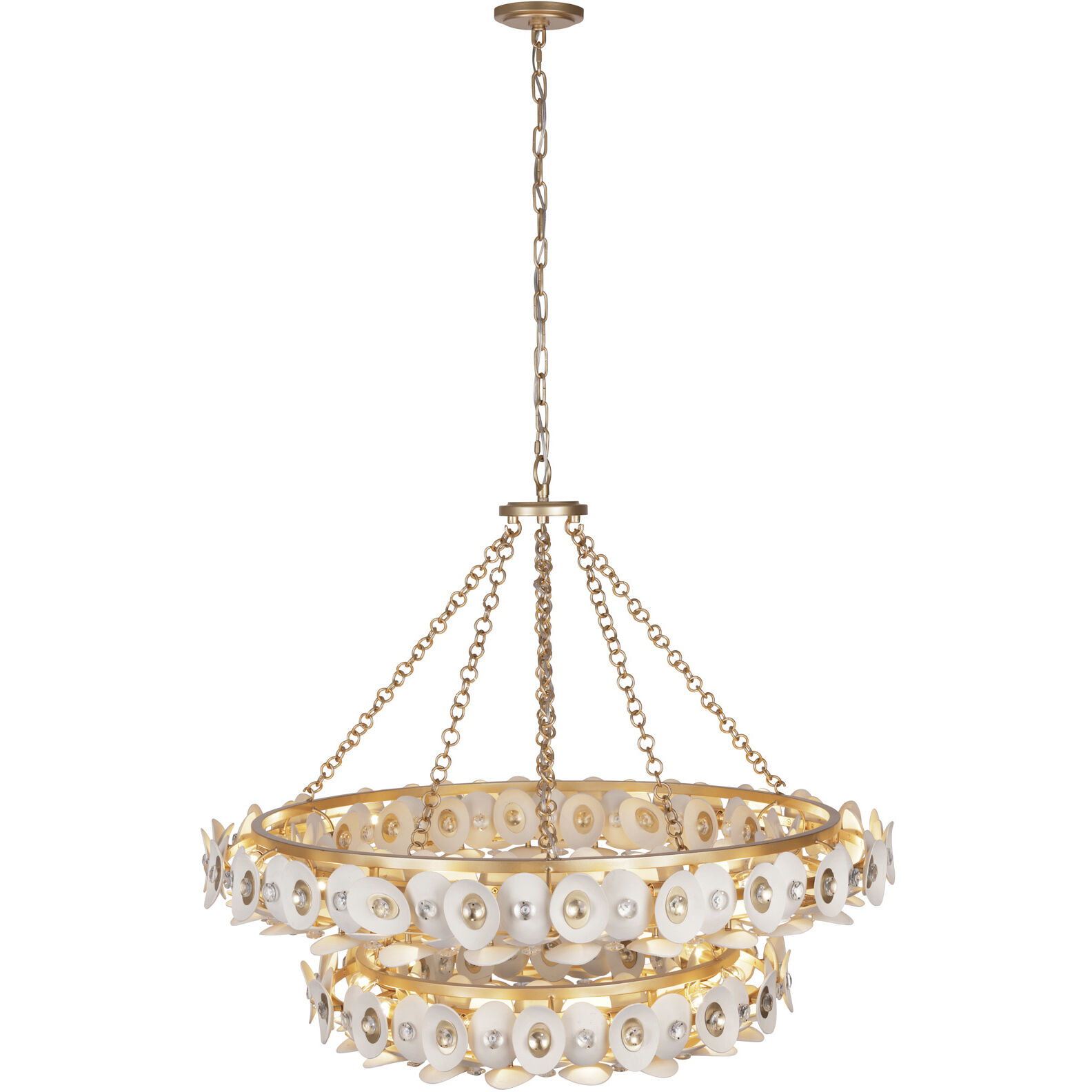 Niu 22 Light 39 inch Coconut Shell Gold / Coconut Shell White Chandelier Ceiling Light