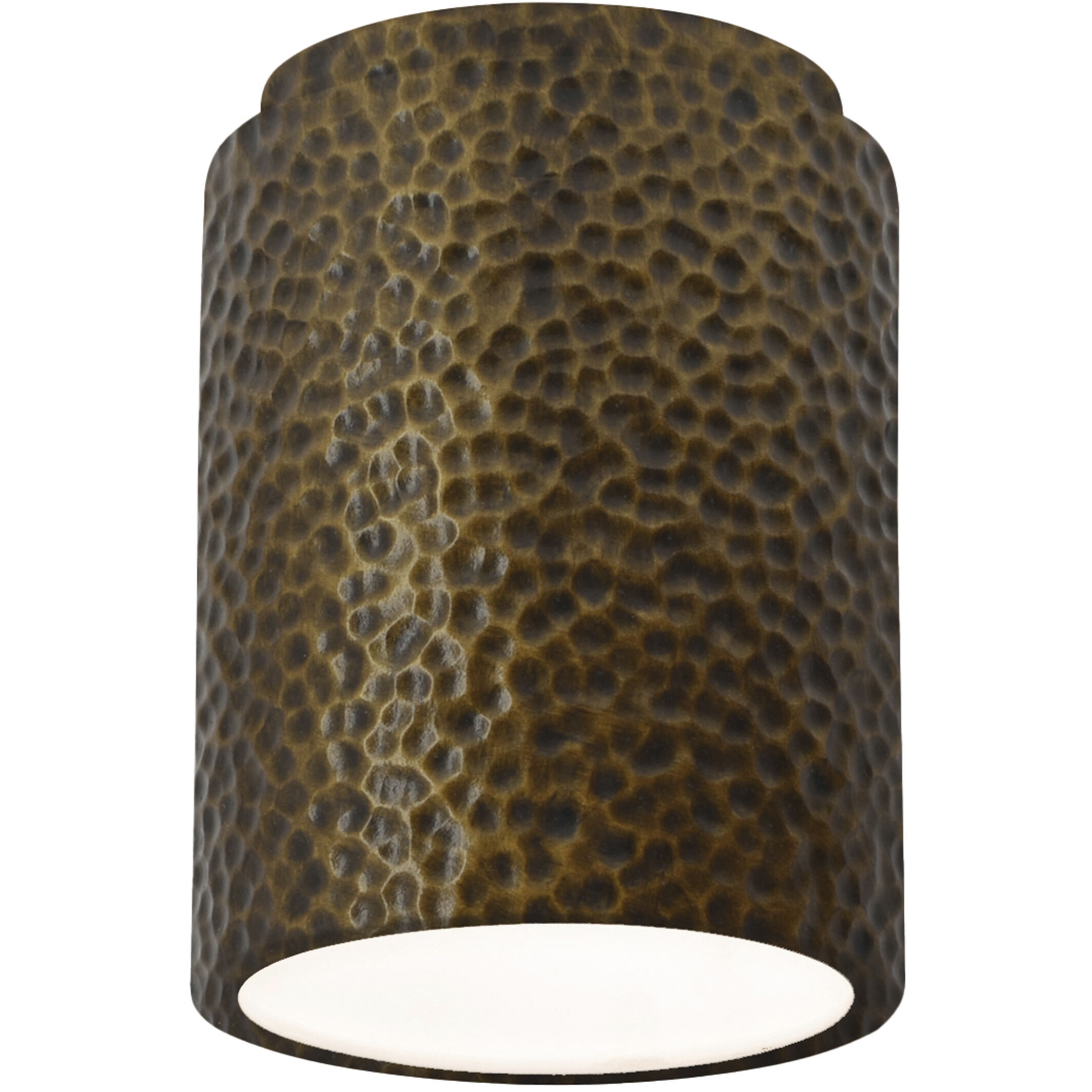 Radiance Cylinder LED 6.5 inch Hammered Polished Brass Outdoor Flush-Mount