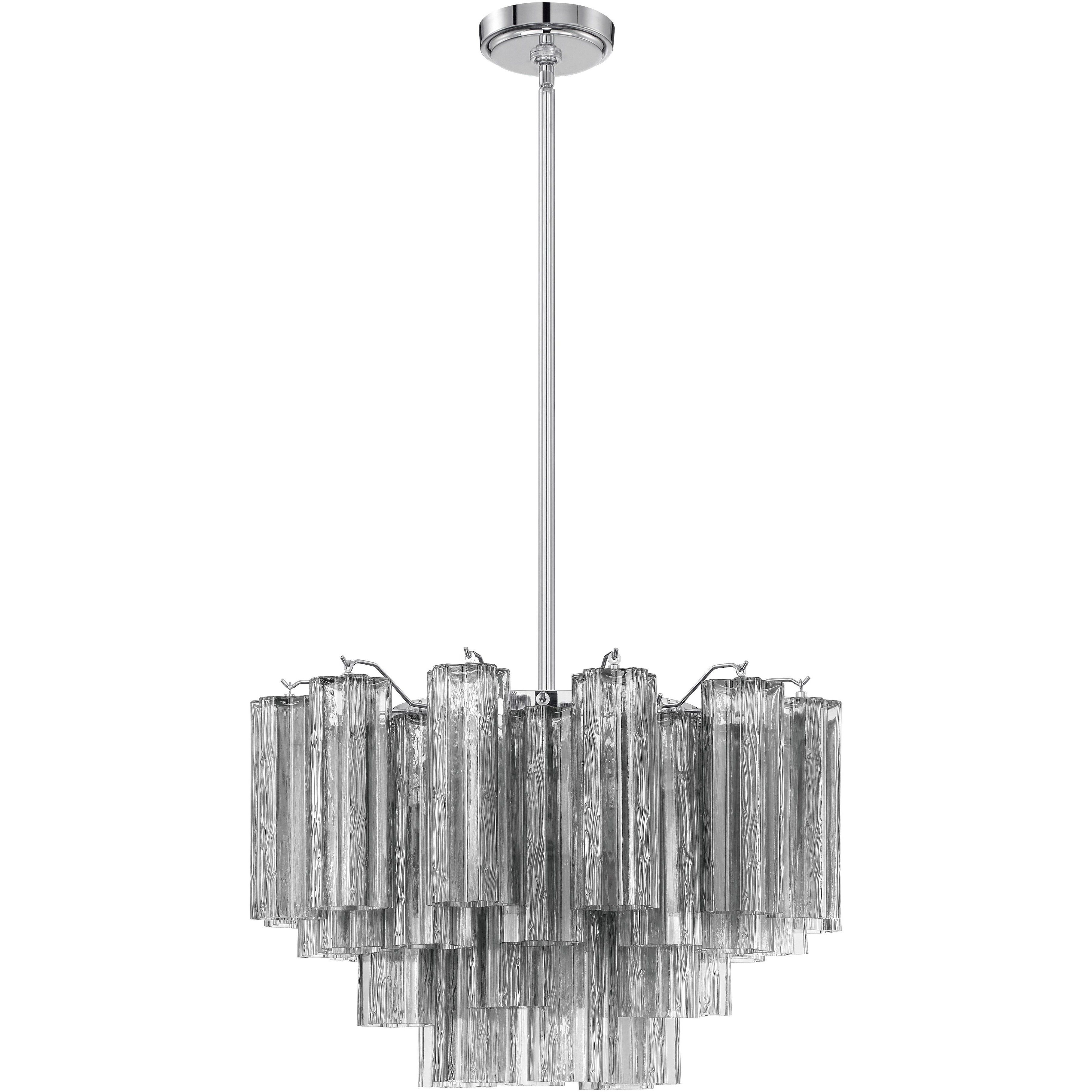 Addis 9 Light 22 inch Polished Chrome Chandelier Ceiling Light in Tronchi Glass Smoke