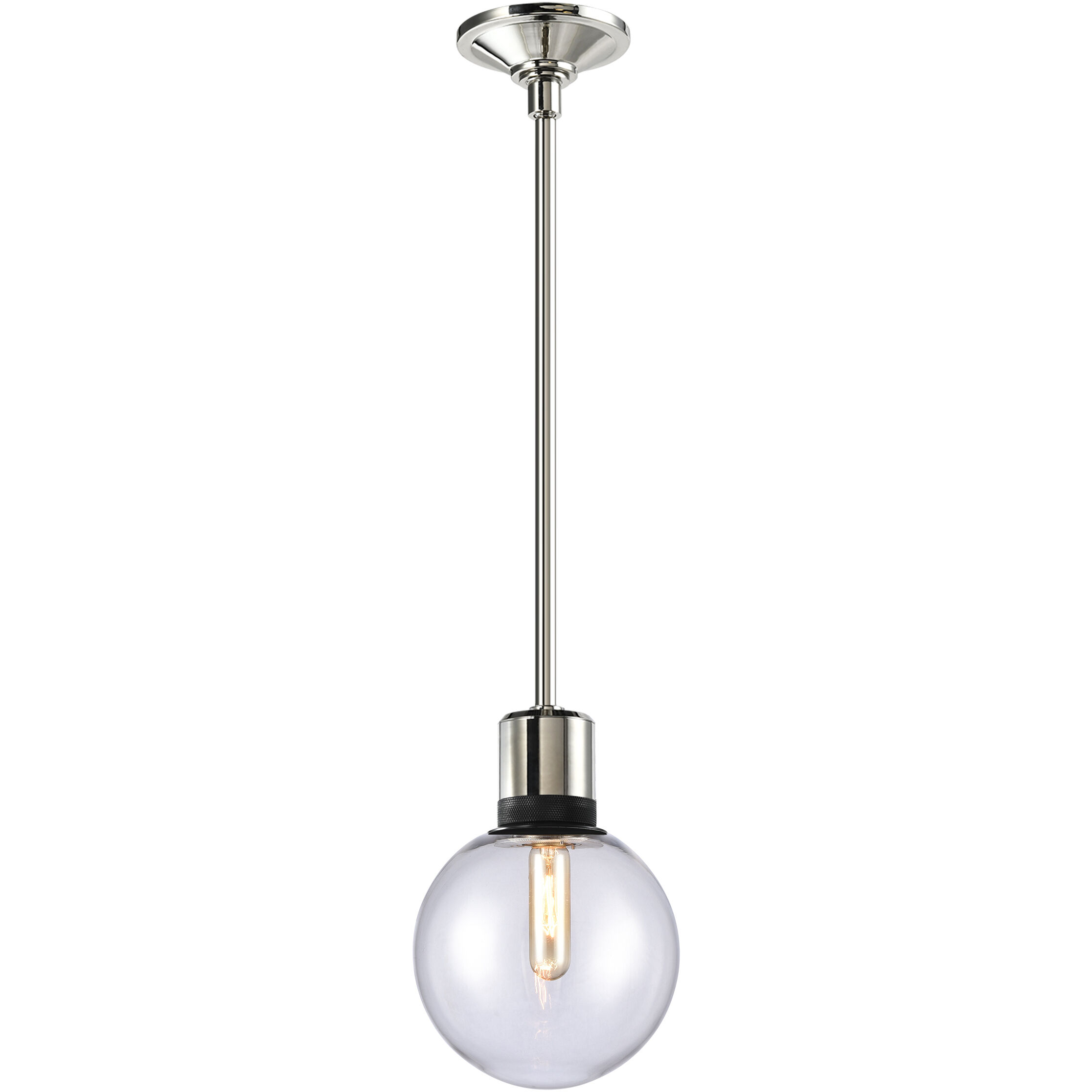 Zigrina 1 Light 7.88 inch Polished Nickel with Satin Brushed Black Pendant Ceiling Light
