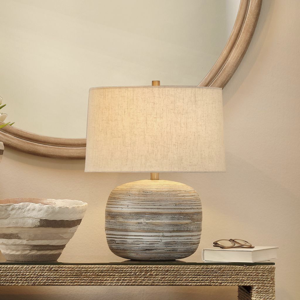 Cocoon 21 inch 100 watt White Washed Table Lamp Portable Light, Inline