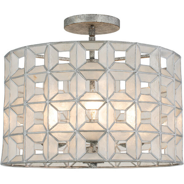 Prado 3 Light 17 inch Oxidized Silver Leaf Semi Flush Mount Ceiling Light