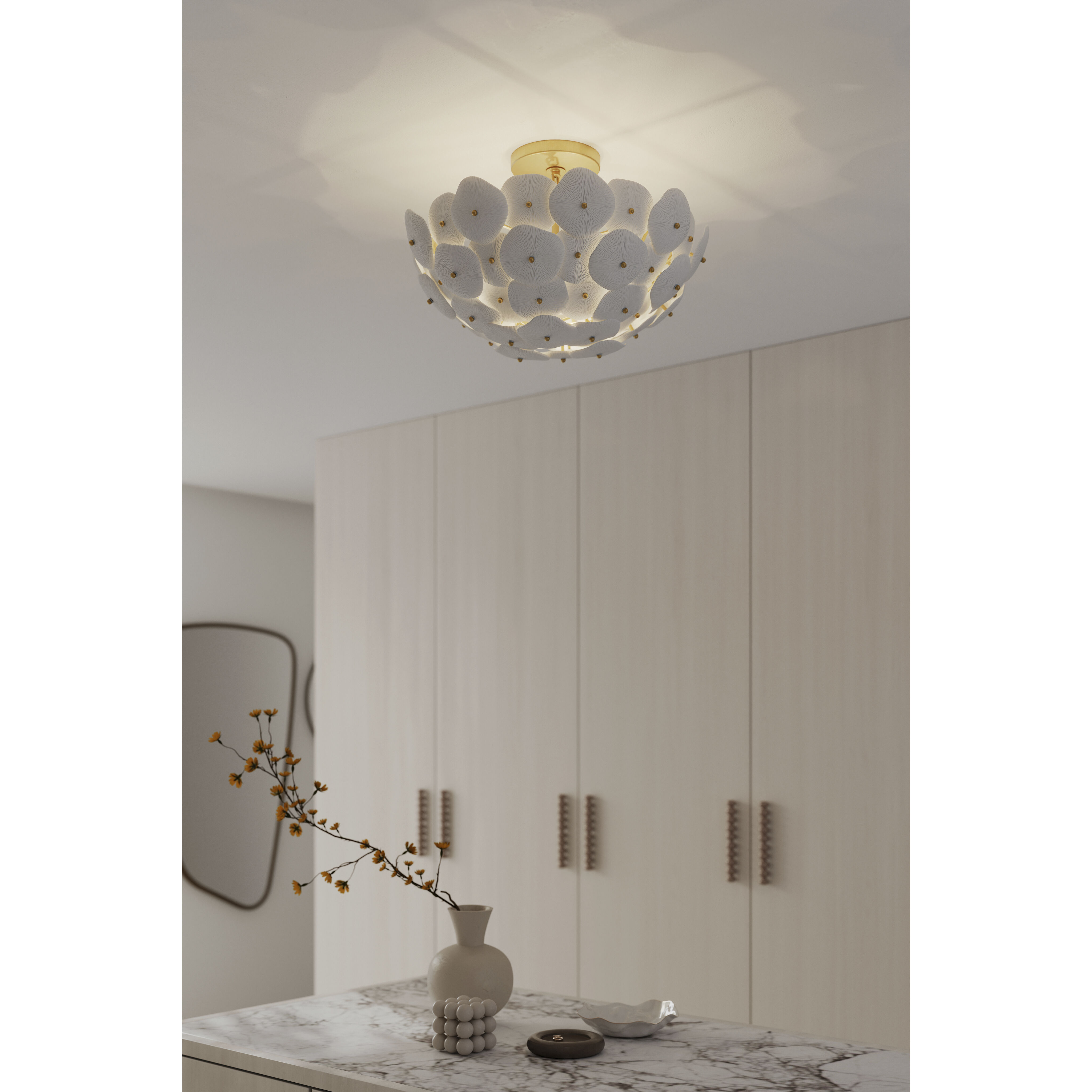 Coastlyn 3 Light 22 inch Legacy Brass Semi-Flush Mount Ceiling Light