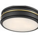 Stralara LED 16 inch Matte Black and Vintage Brass Flush Mount Ceiling Light